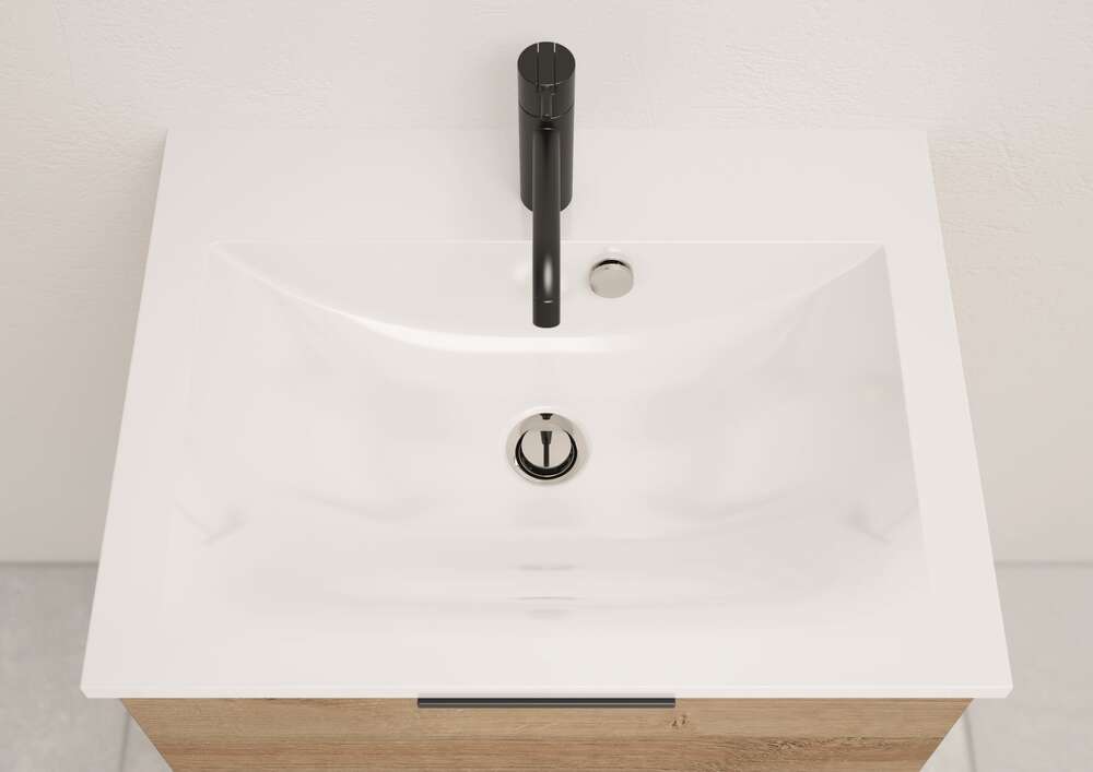 Image du produit PLAN DE TOILETTE BLANC BRILLANT L90 H1,8 P46 PIERRE DE SYNTHÈSE ROCKSOLID SIMPLE VASQUE - DOM114