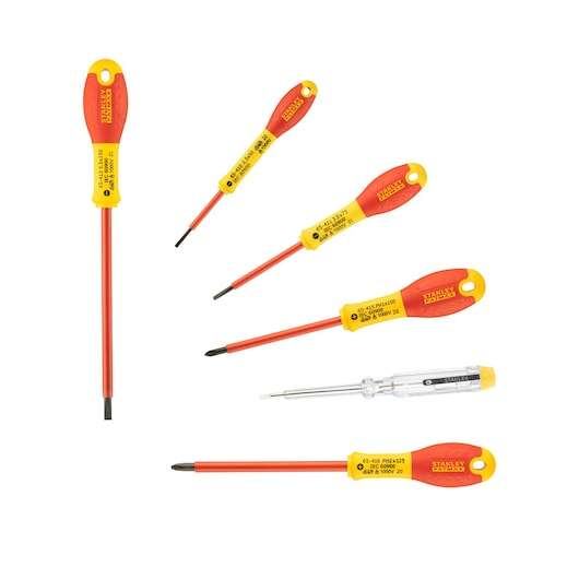 Image du produit TOURNEVIS ISOLES 1000V ELECTRICIEN + PHILIPPS + TESTEUR - JEU DE 6PCS FATMAX - 0-65-441