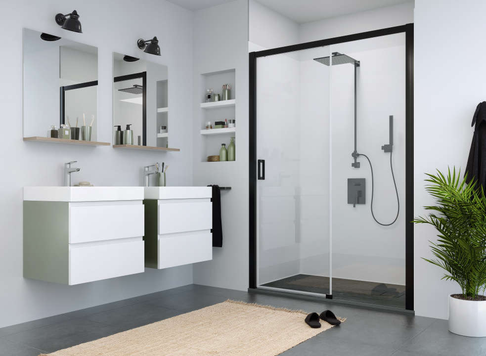 Image du produit PAROI COULISSANTE CARIBA &Agrave; DROITE CID2R L140 2M ARGENT POLI V.CLAIR CLEAN - CID2R140200VPE