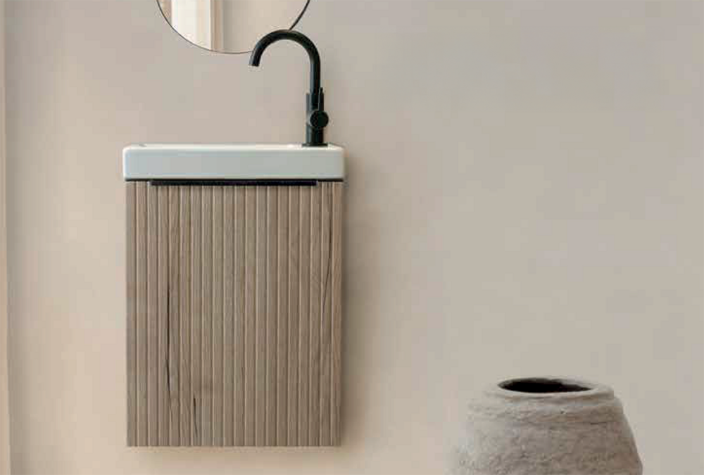 Image du produit MEUBLE LAVE MAIN STRIPES TOP SOLID 40X22 HAUTEUR 50 COULEUR BLACK PAINT(PORTE &Agrave; DROITE)