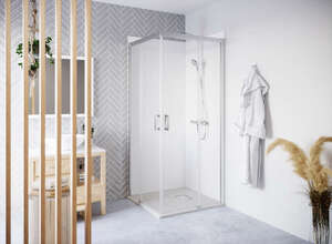 Image produit PAROI 1/2 ANGLE COULISSANTE CARIBA &Agrave; DROITE CIC2R L100 2M ARGENT POLI V.CLAIR CLEAN - CIC2R100200VPE