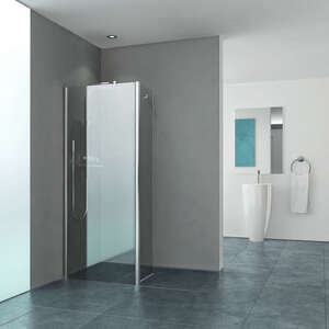 Image produit EQUI 2M - PAROI WALK-IN MURALE &Agrave; 90&deg; L70 2M ARGENT POLI VERRE CLAIR TRAIT&Eacute; ANTICALCAIRE